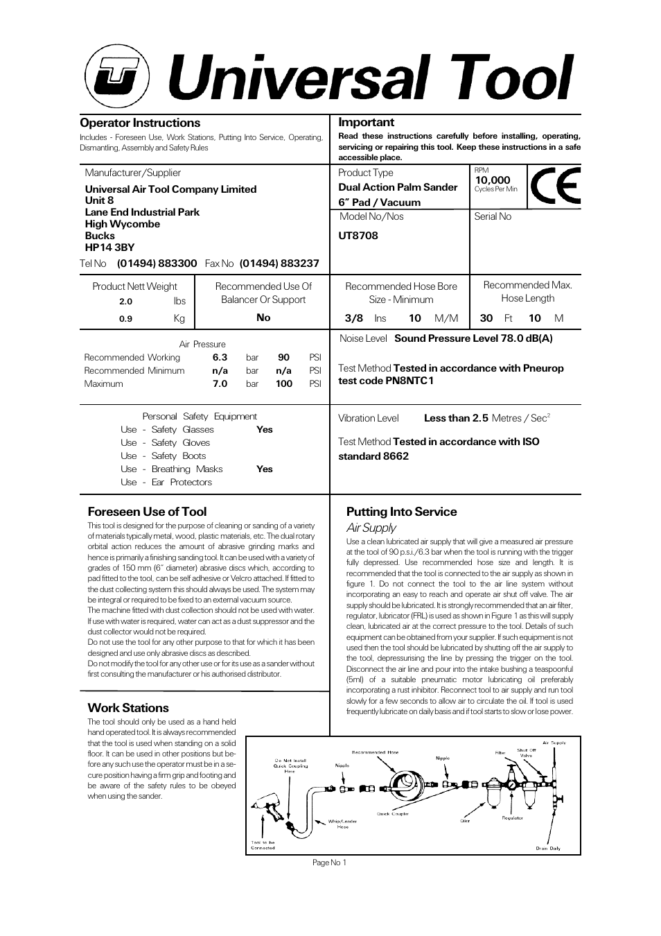 Universal Air Tools UT8708 User Manual | 4 pages