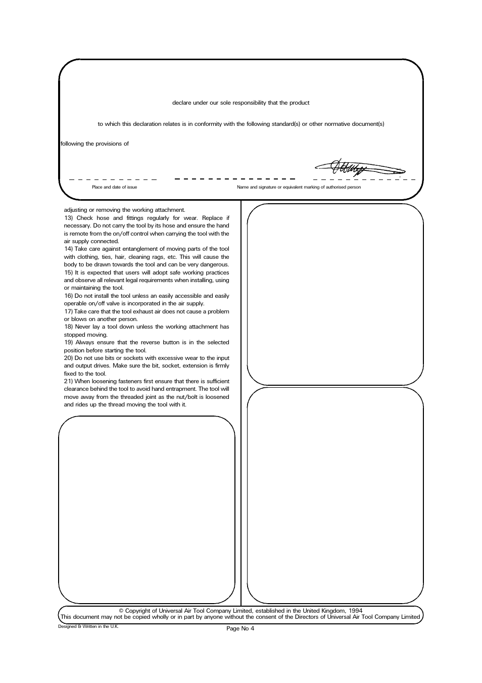Accessories, Lane end d.h.moppett (man. director) | Universal Air Tools UT5969 User Manual | Page 4 / 4
