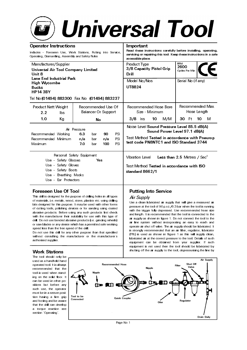 Universal Air Tools UT8824 User Manual | 4 pages