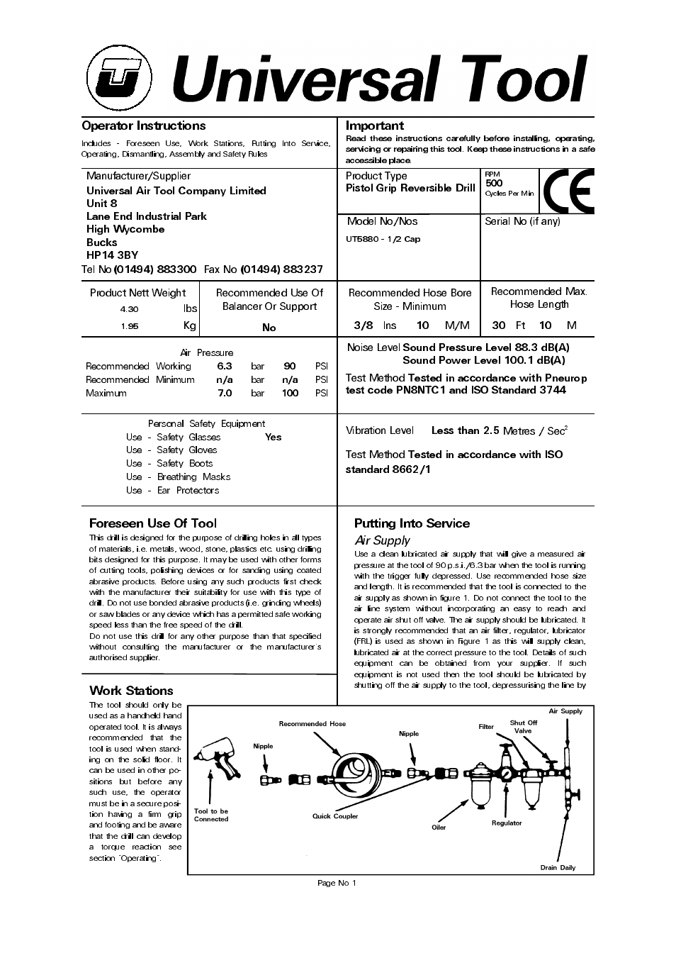 Universal Air Tools UT5880 User Manual | 4 pages