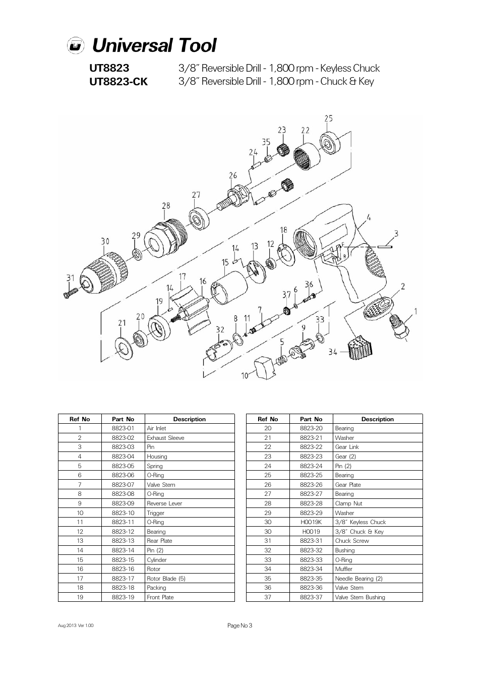 Universal Air Tools UT8823-CK User Manual | Page 3 / 4