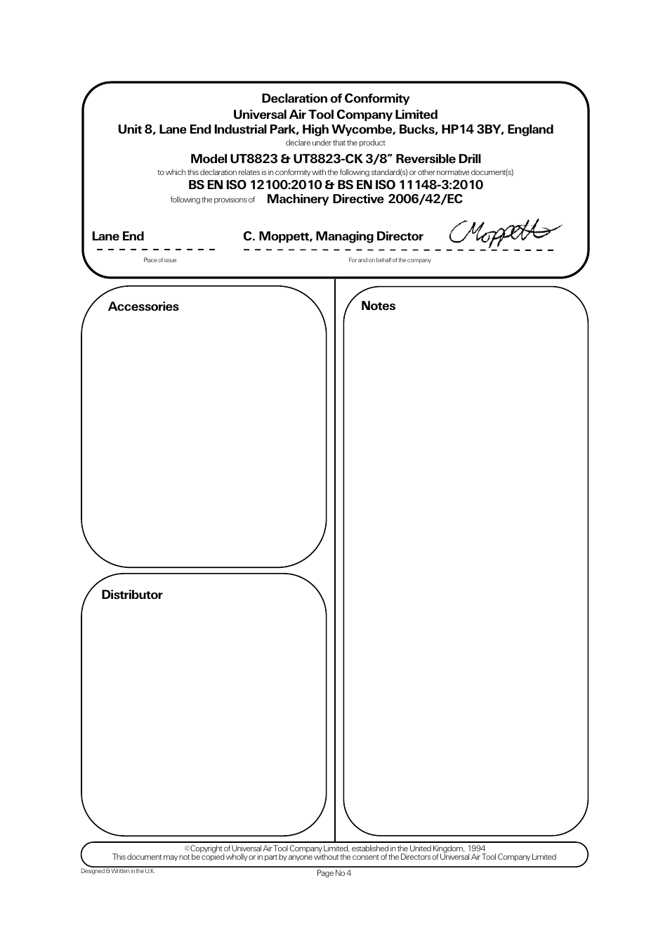 Accessories | Universal Air Tools UT8823-CK User Manual | Page 4 / 4