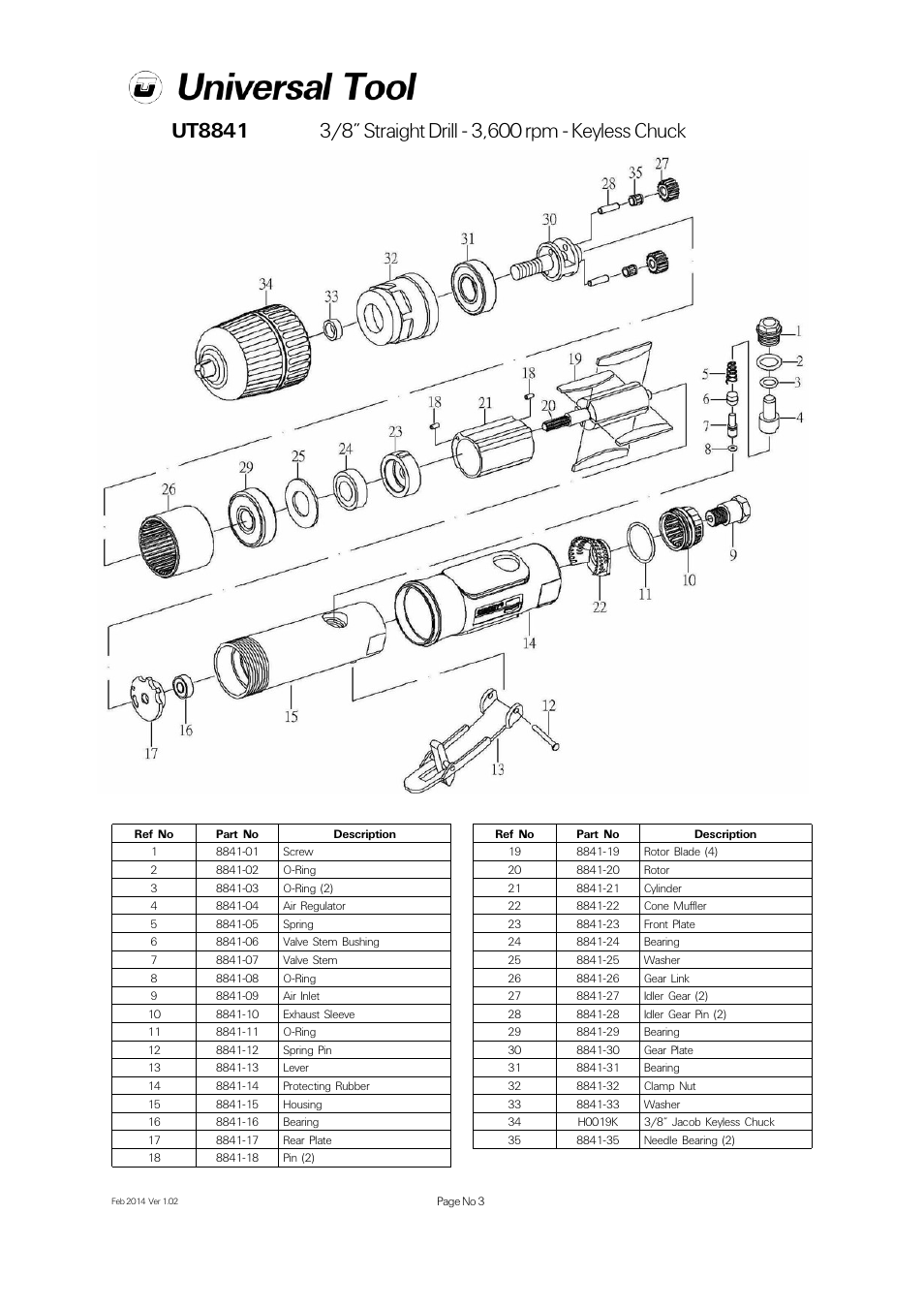 Universal Air Tools UT8841 User Manual | Page 3 / 4