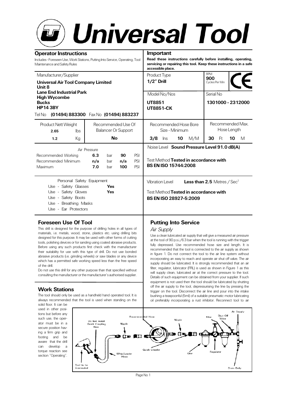 Universal Air Tools UT8851-CK User Manual | 4 pages