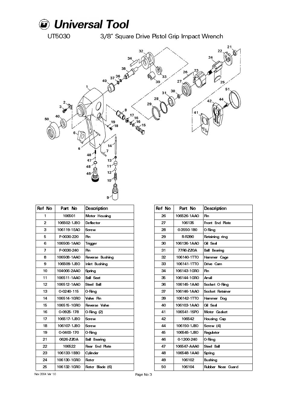 Universal Air Tools UT5030 User Manual | Page 3 / 4
