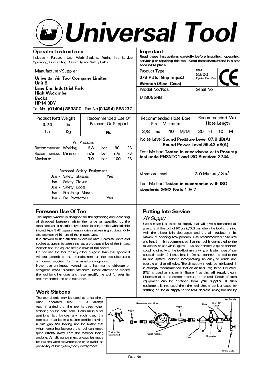 Universal Air Tools UT8055RB User Manual | 4 pages