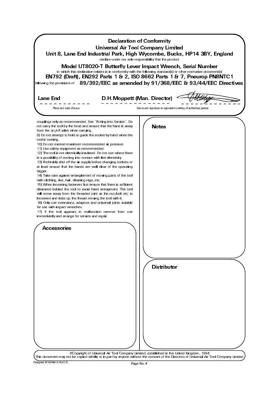Universal Air Tools UT8020T User Manual | Page 4 / 4