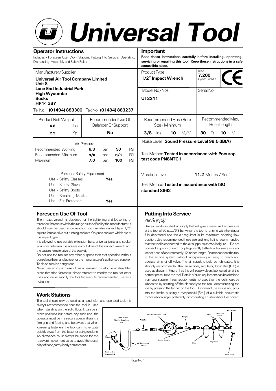 Universal Air Tools UT2211 User Manual | 4 pages