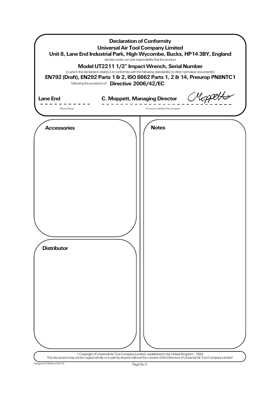 Accessories | Universal Air Tools UT2211 User Manual | Page 4 / 4