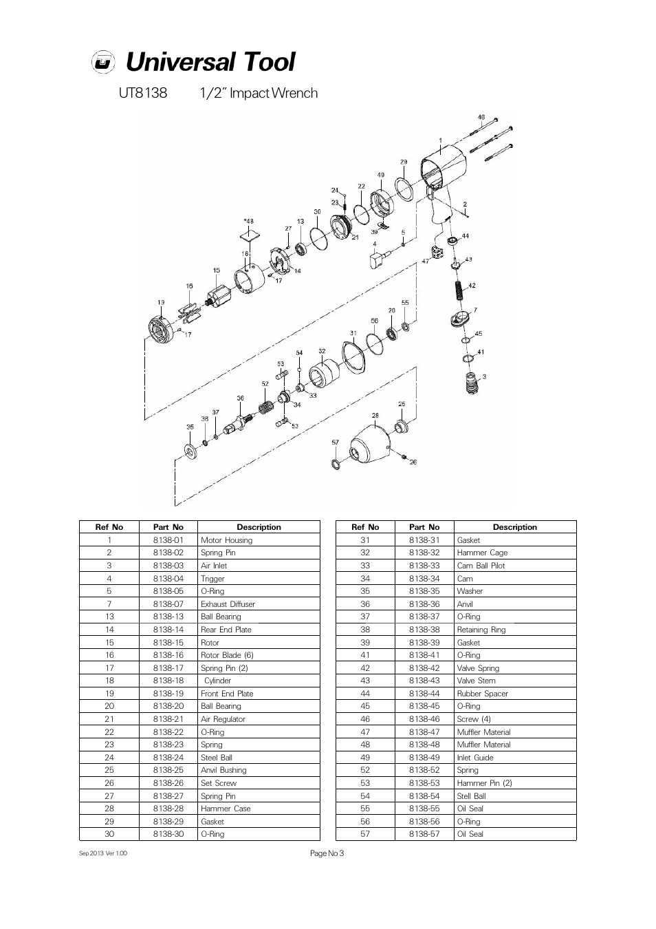 Universal Air Tools UT8138 User Manual | Page 3 / 4