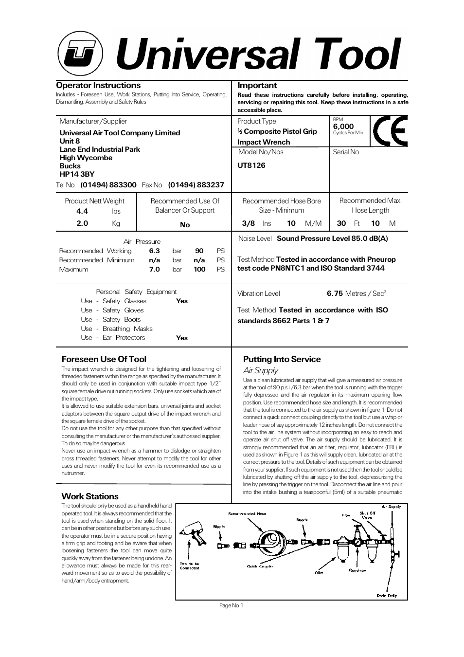 Universal Air Tools UT8126 User Manual | 4 pages