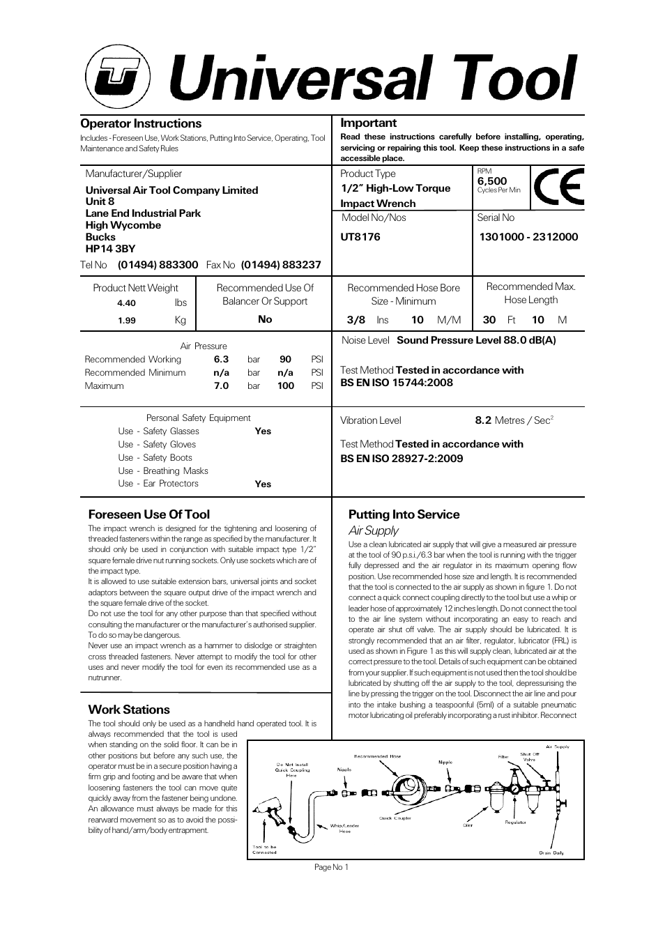 Universal Air Tools UT8176 User Manual | 4 pages