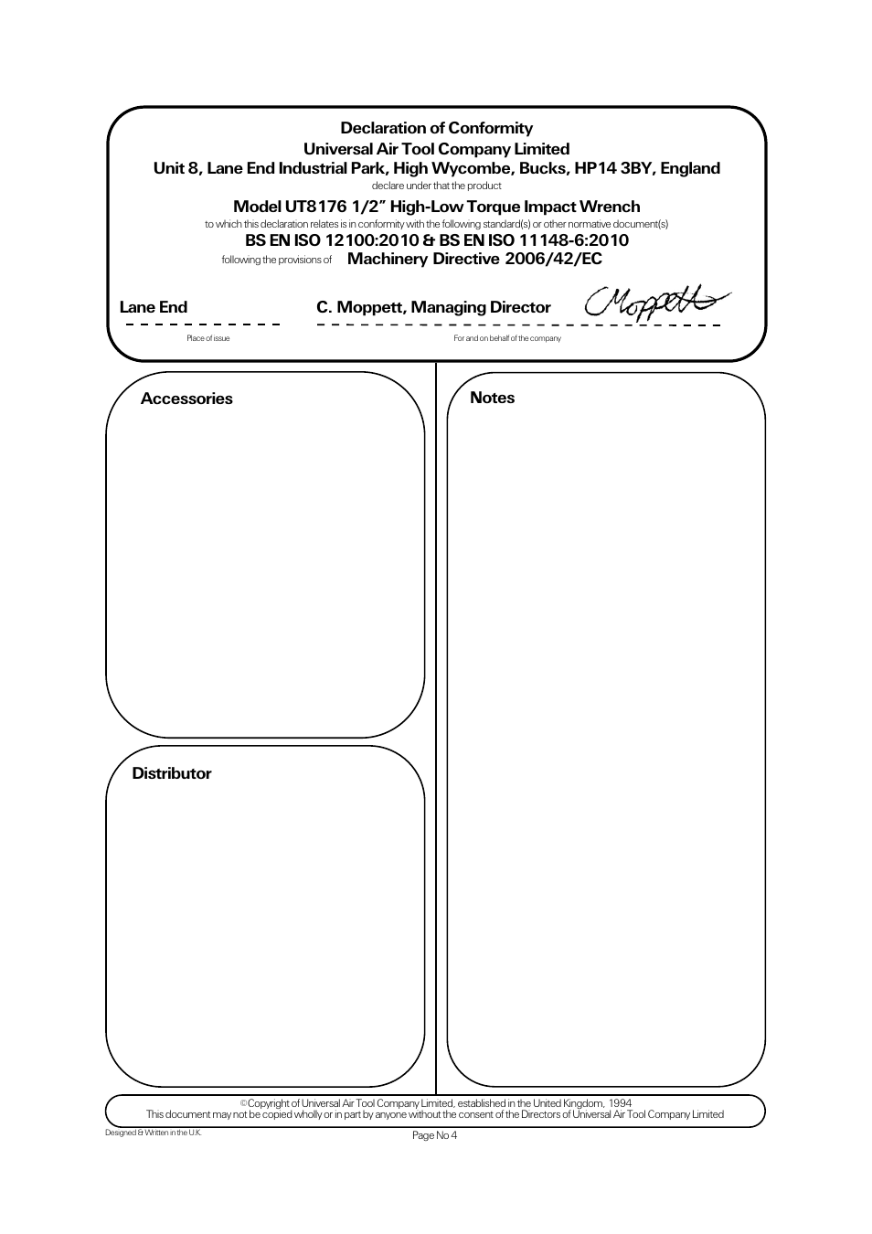 Accessories | Universal Air Tools UT8176 User Manual | Page 4 / 4