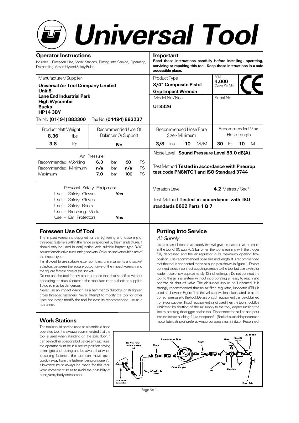 Universal Air Tools UT8326 User Manual | 4 pages
