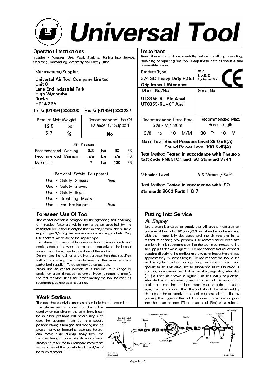 Universal Air Tools UT8355-RL User Manual | 4 pages