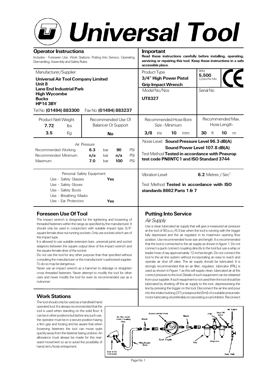 Universal Air Tools UT8327 User Manual | 4 pages