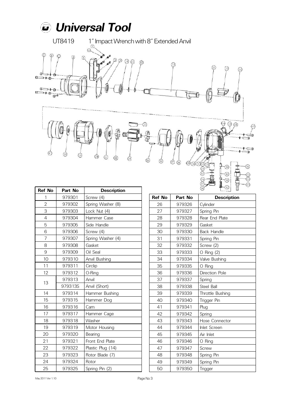 Universal Air Tools UT8419 User Manual | Page 3 / 4