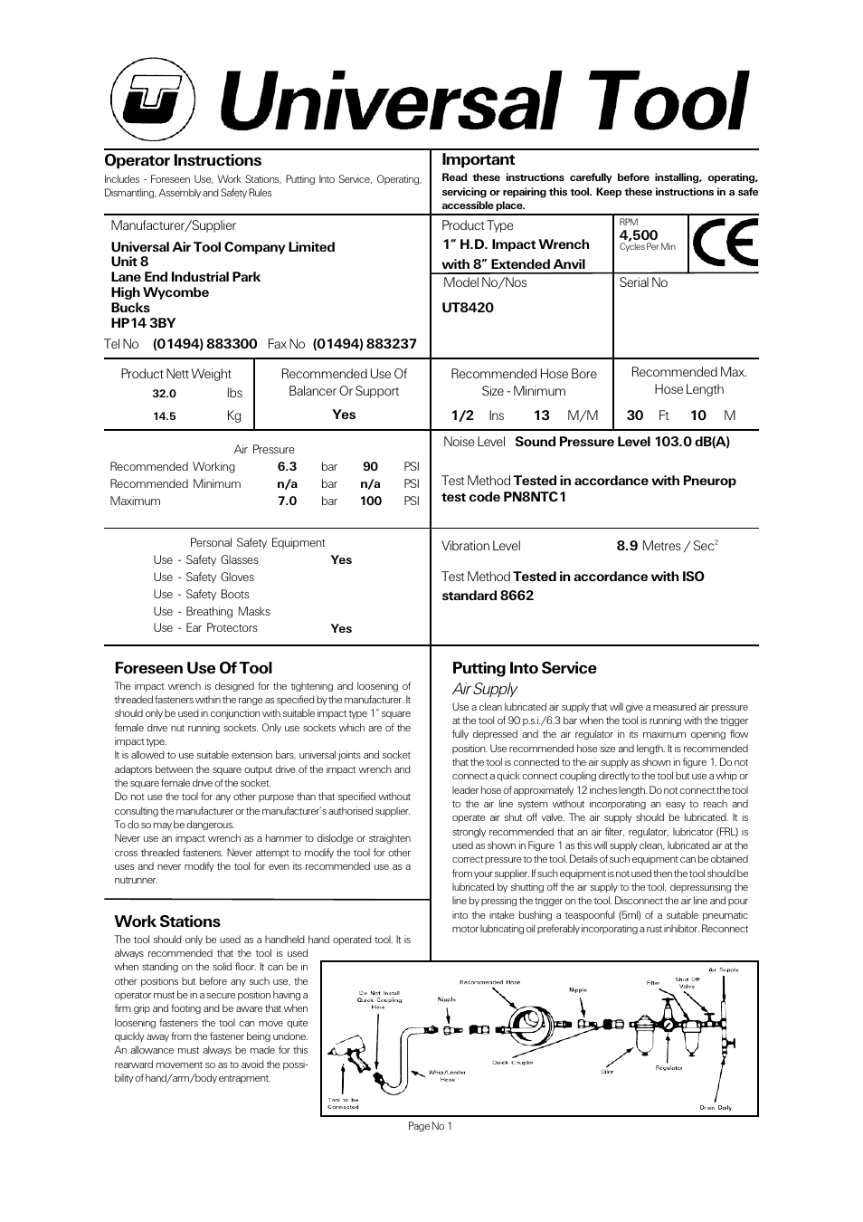 Universal Air Tools UT8420 User Manual | 4 pages