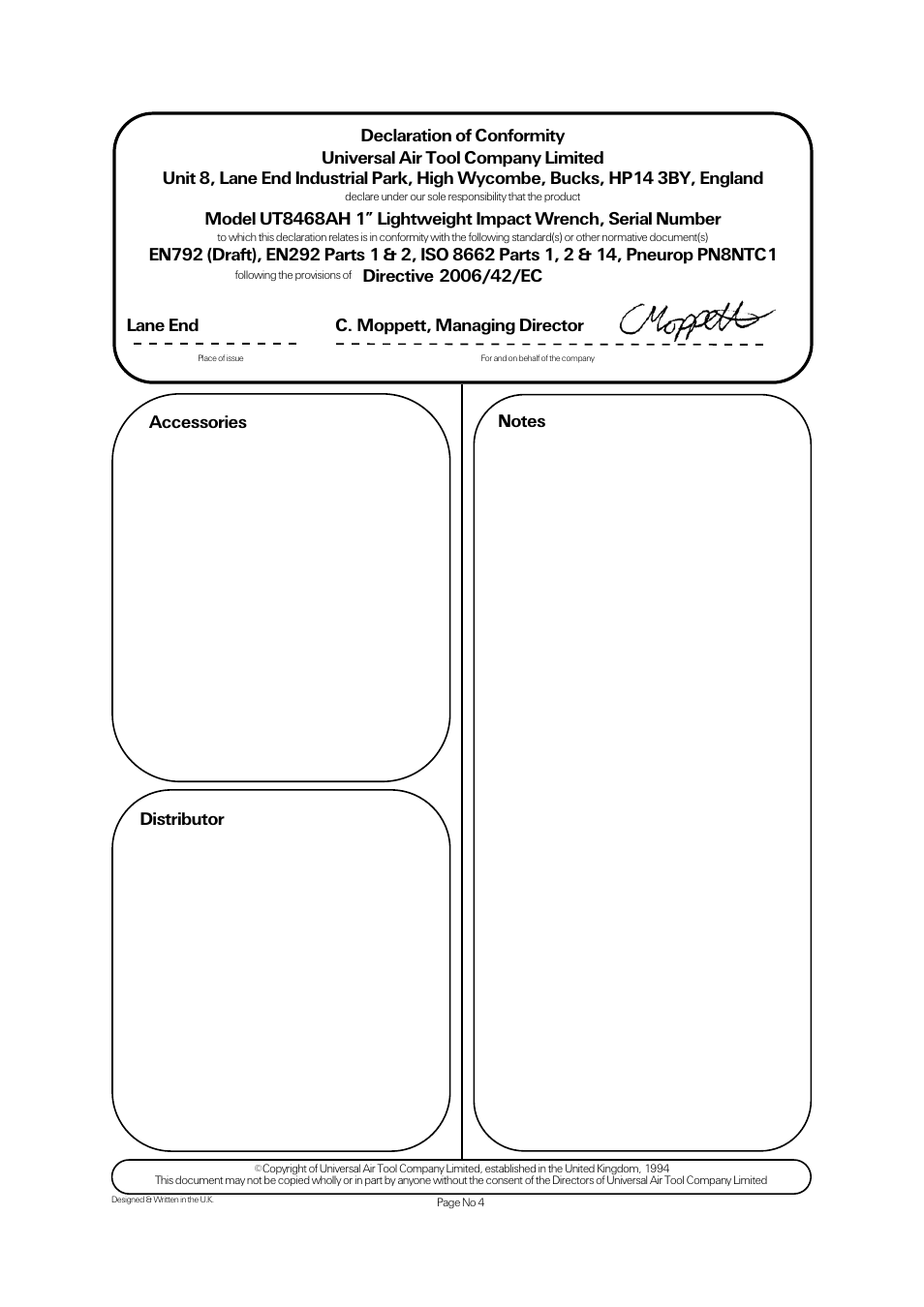 Accessories | Universal Air Tools UT8468AH User Manual | Page 4 / 4