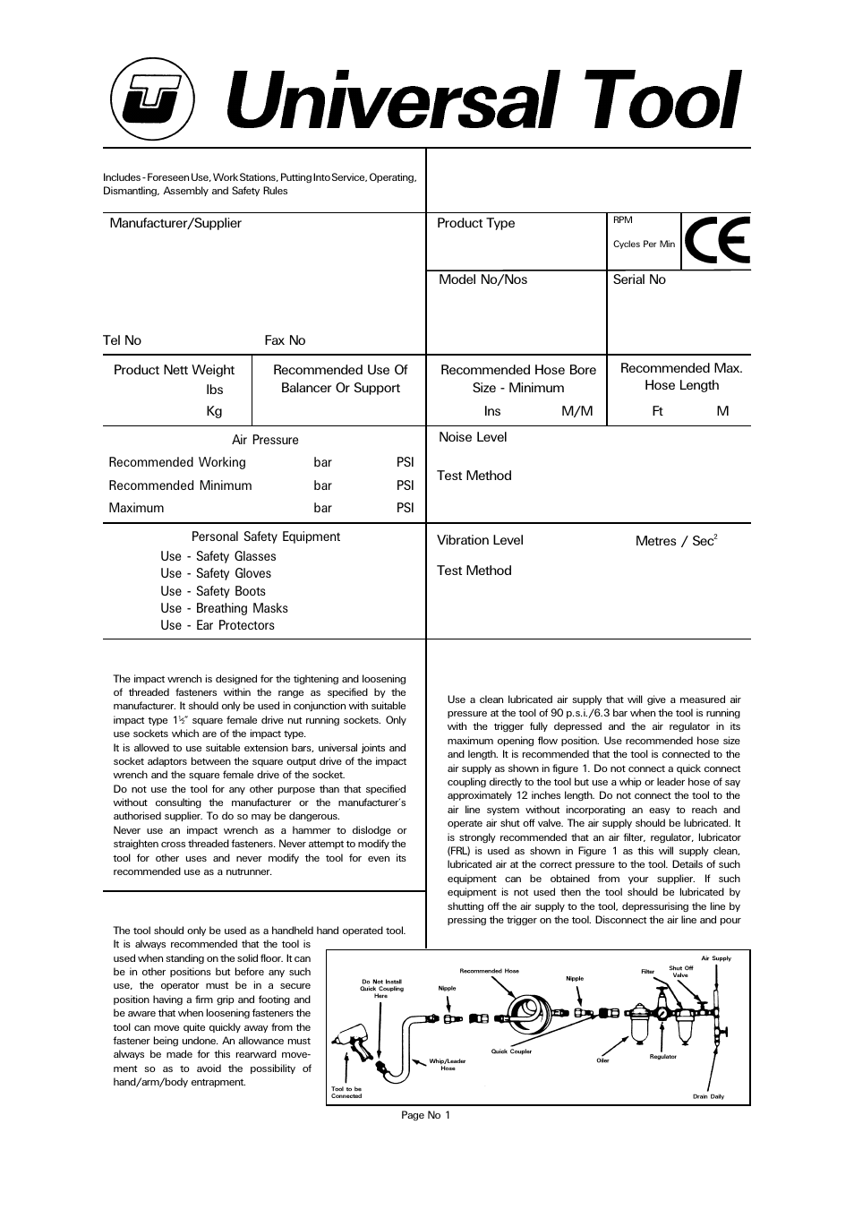 Universal Air Tools UT150 (HP150) User Manual | 4 pages