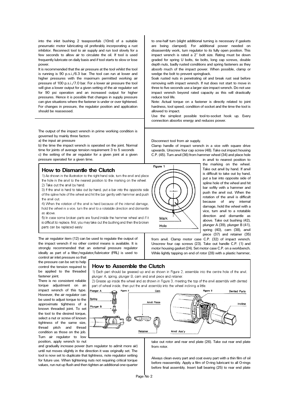 Operating, Dismantling & assembly instructions, Reassembly | Universal Air Tools UT150 (HP150) User Manual | Page 2 / 4