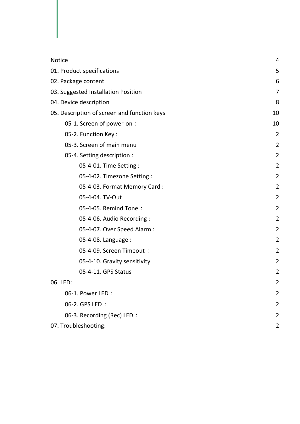 Index | USGlobalsat RV-1000S HD User Guide User Manual | Page 2 / 16