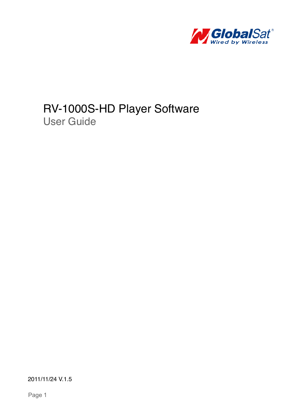 USGlobalsat RV-1000S HD Software User Manual User Manual | 14 pages