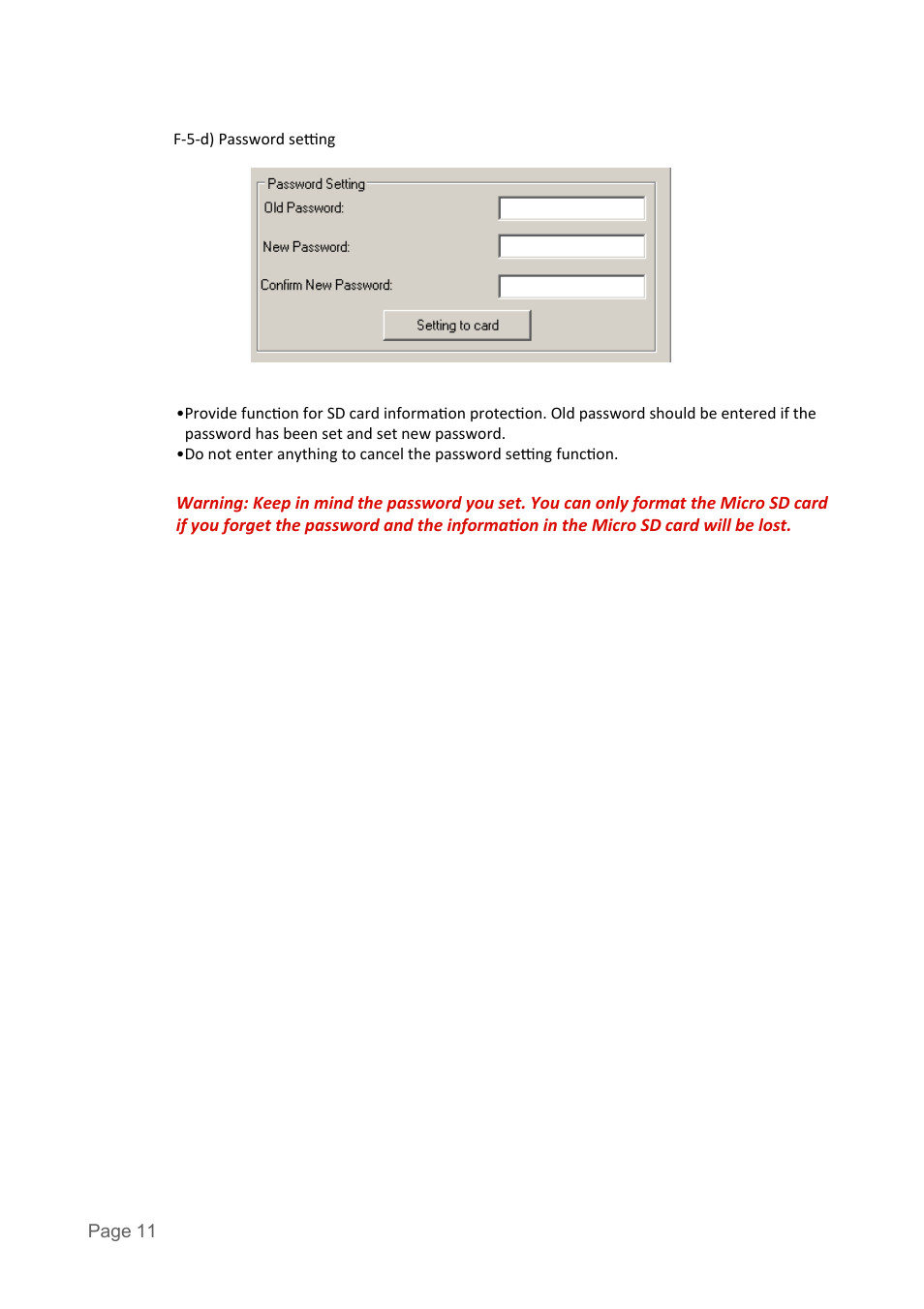 F-­‐5-­‐d) password seqng | USGlobalsat RV-1000S HD Software User Manual User Manual | Page 11 / 14