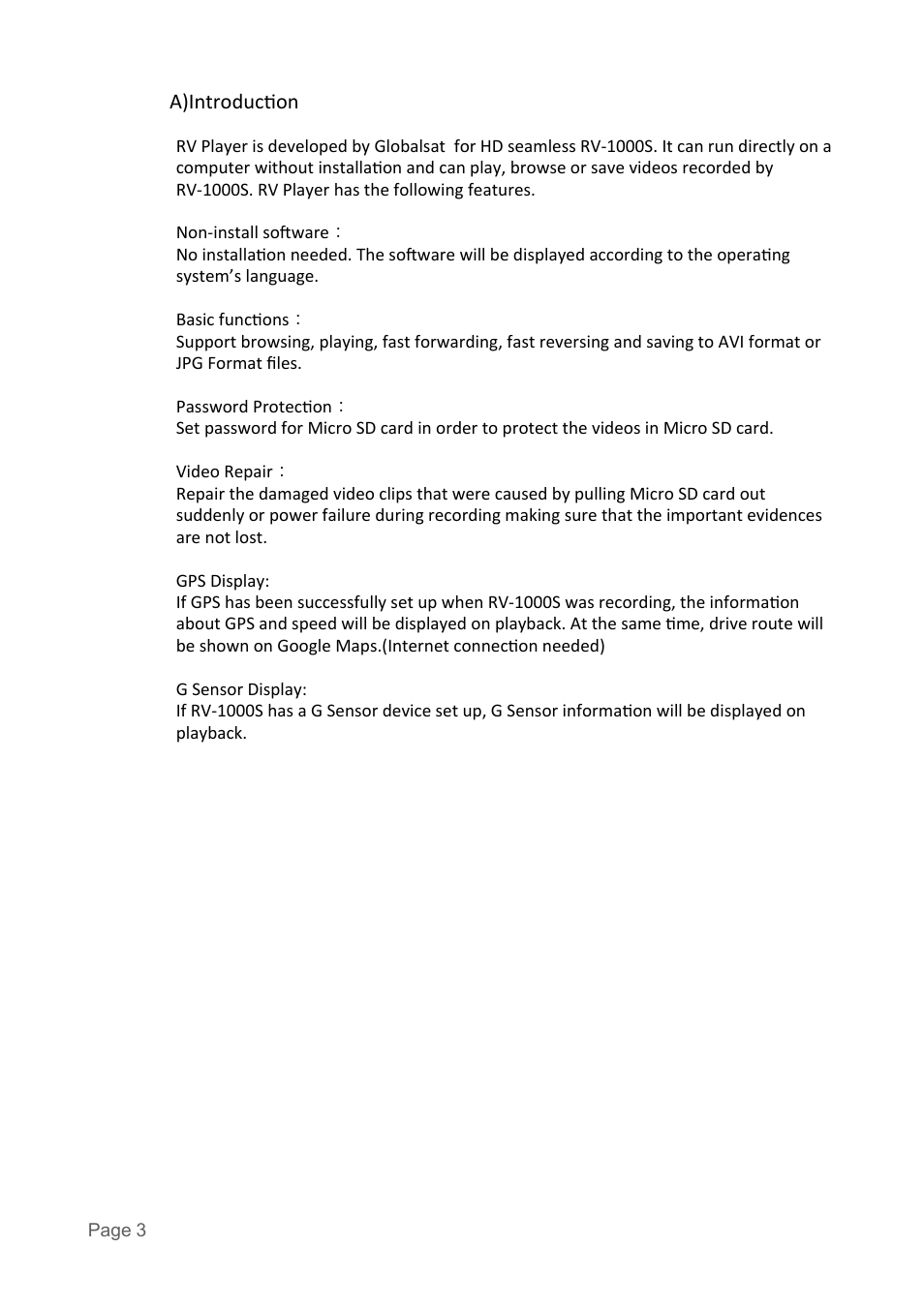 A)introduc+on | USGlobalsat RV-1000S HD Software User Manual User Manual | Page 3 / 14