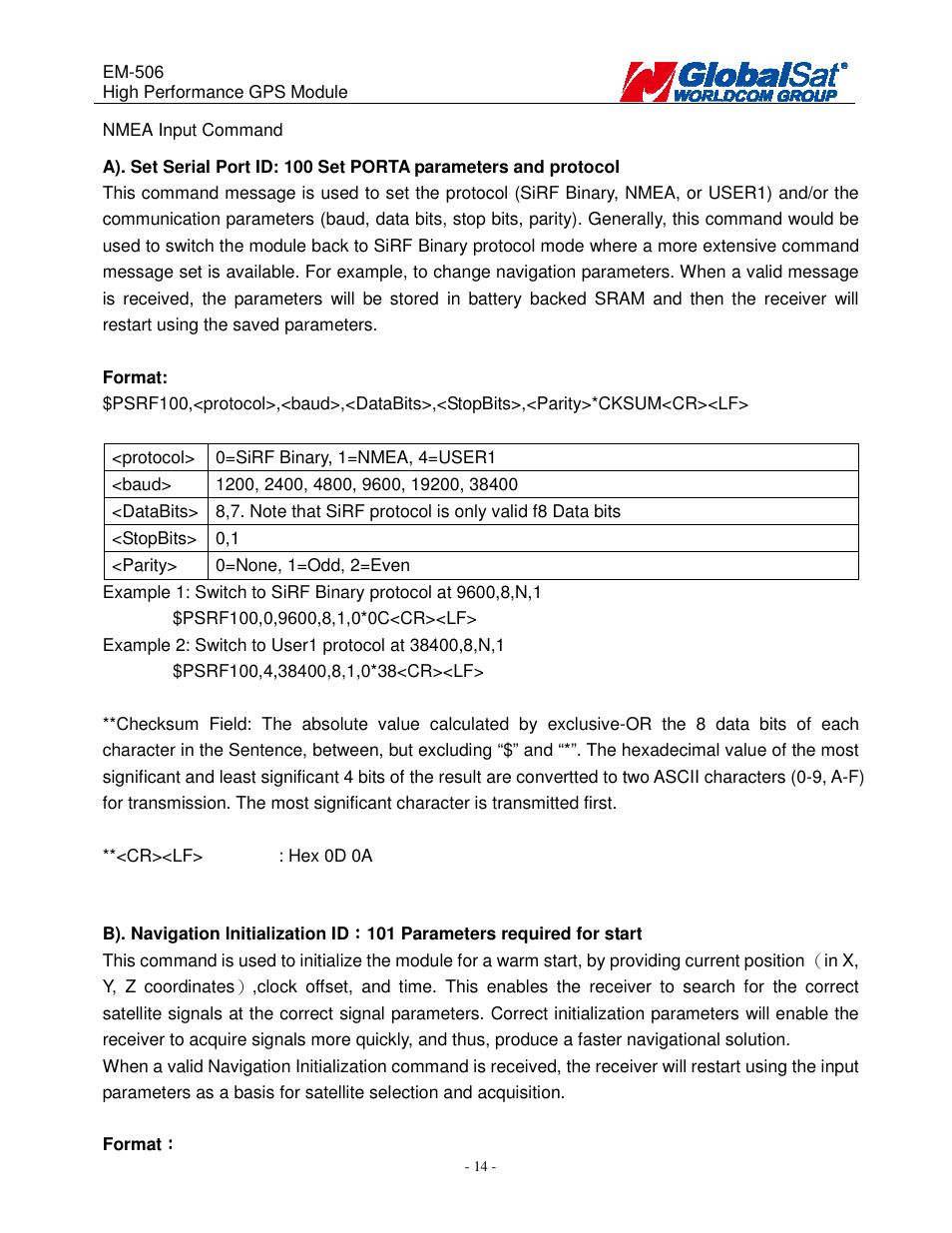 USGlobalsat EM-506 User Manual | Page 14 / 20