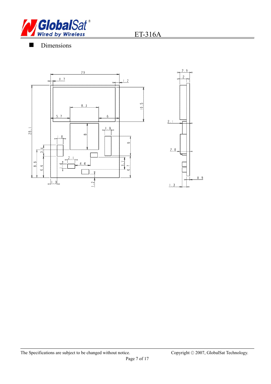 Et-316a | USGlobalsat ET-316A User Manual | Page 7 / 17