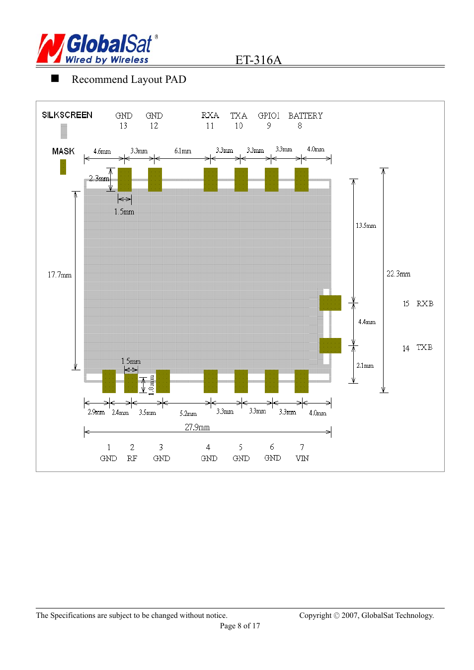 Et-316a | USGlobalsat ET-316A User Manual | Page 8 / 17