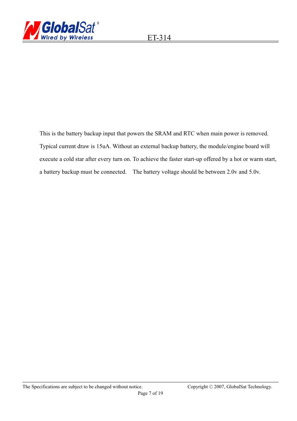 Et-314 | USGlobalsat ET-314 User Manual | Page 7 / 19