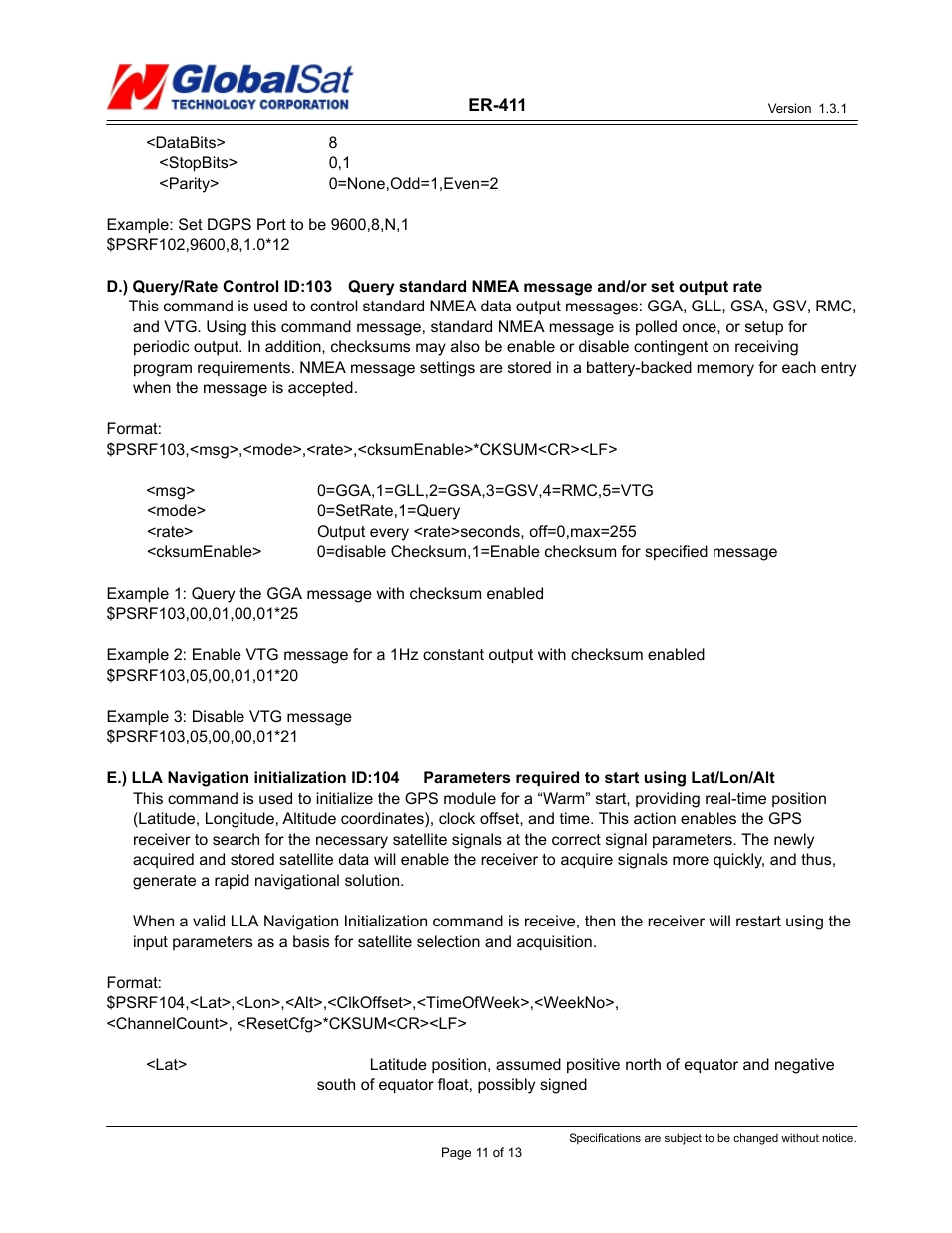 USGlobalsat ER-411 User Manual | Page 11 / 13