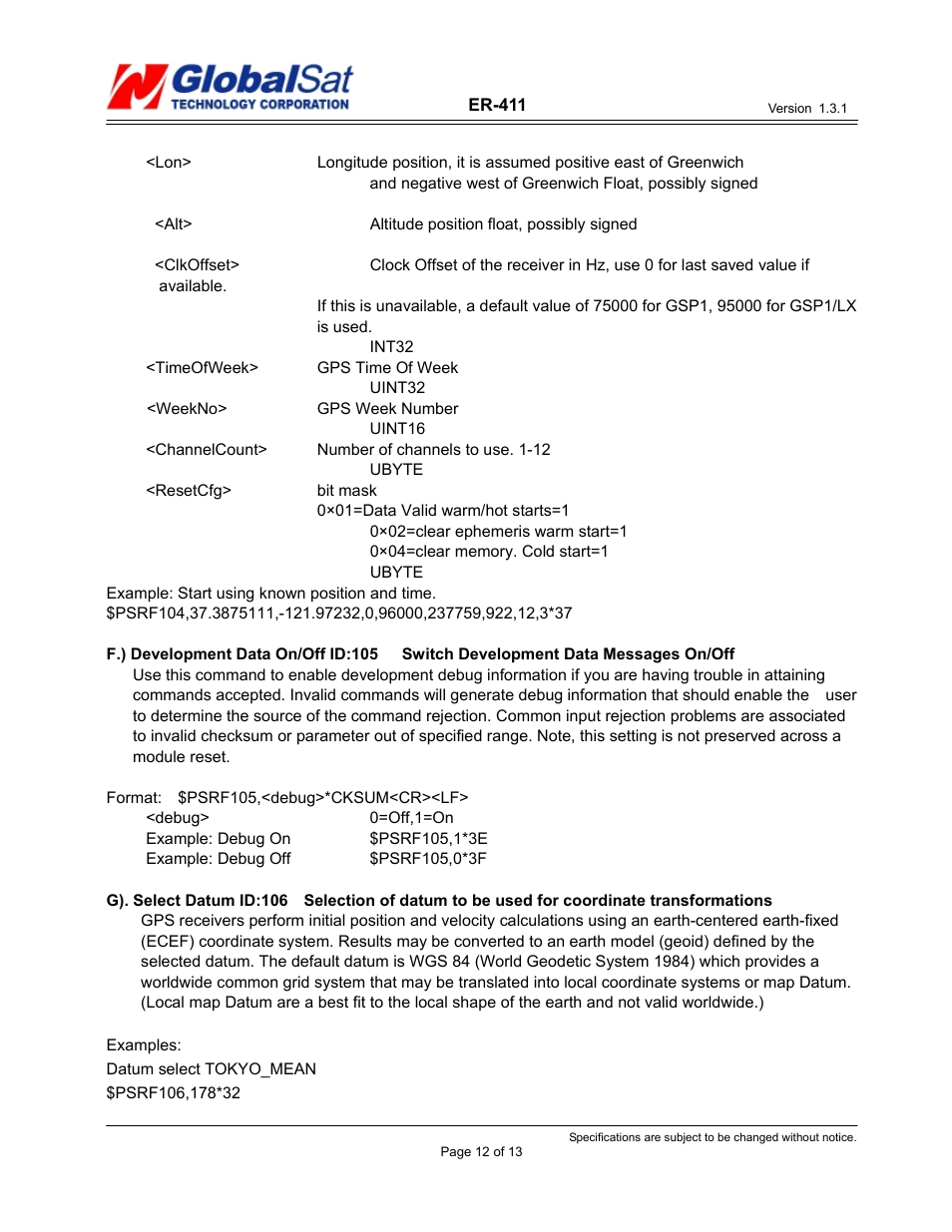 USGlobalsat ER-411 User Manual | Page 12 / 13