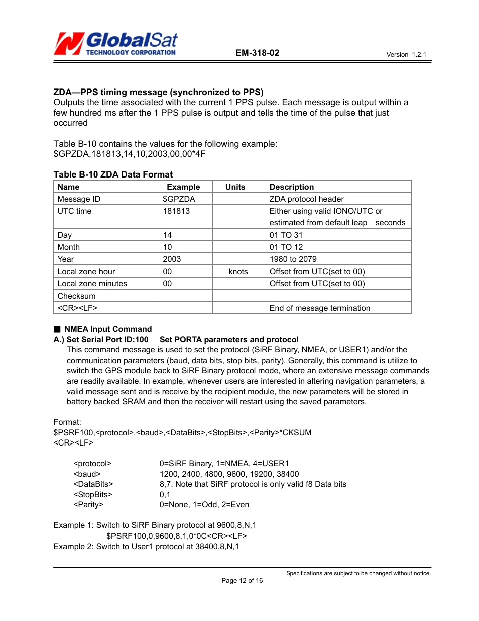 USGlobalsat EM-318-02 User Manual | Page 12 / 16