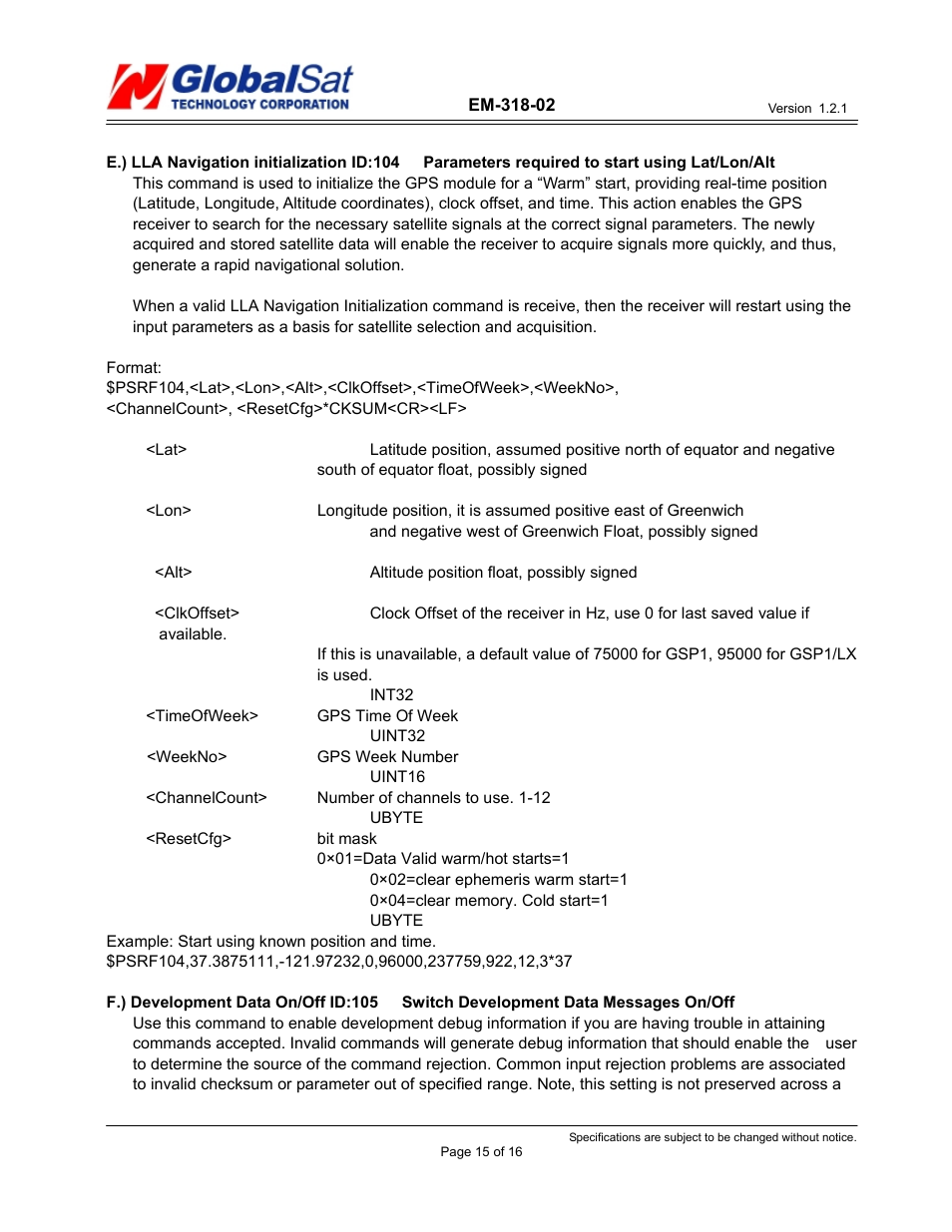 USGlobalsat EM-318-02 User Manual | Page 15 / 16