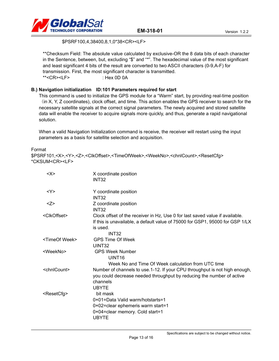 USGlobalsat EM-318-01 User Manual | Page 13 / 16