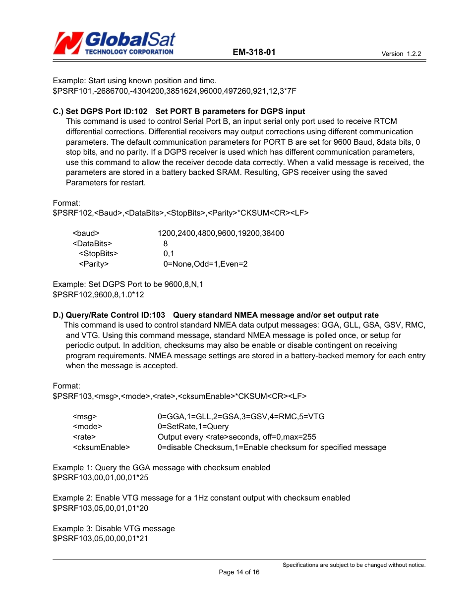 USGlobalsat EM-318-01 User Manual | Page 14 / 16