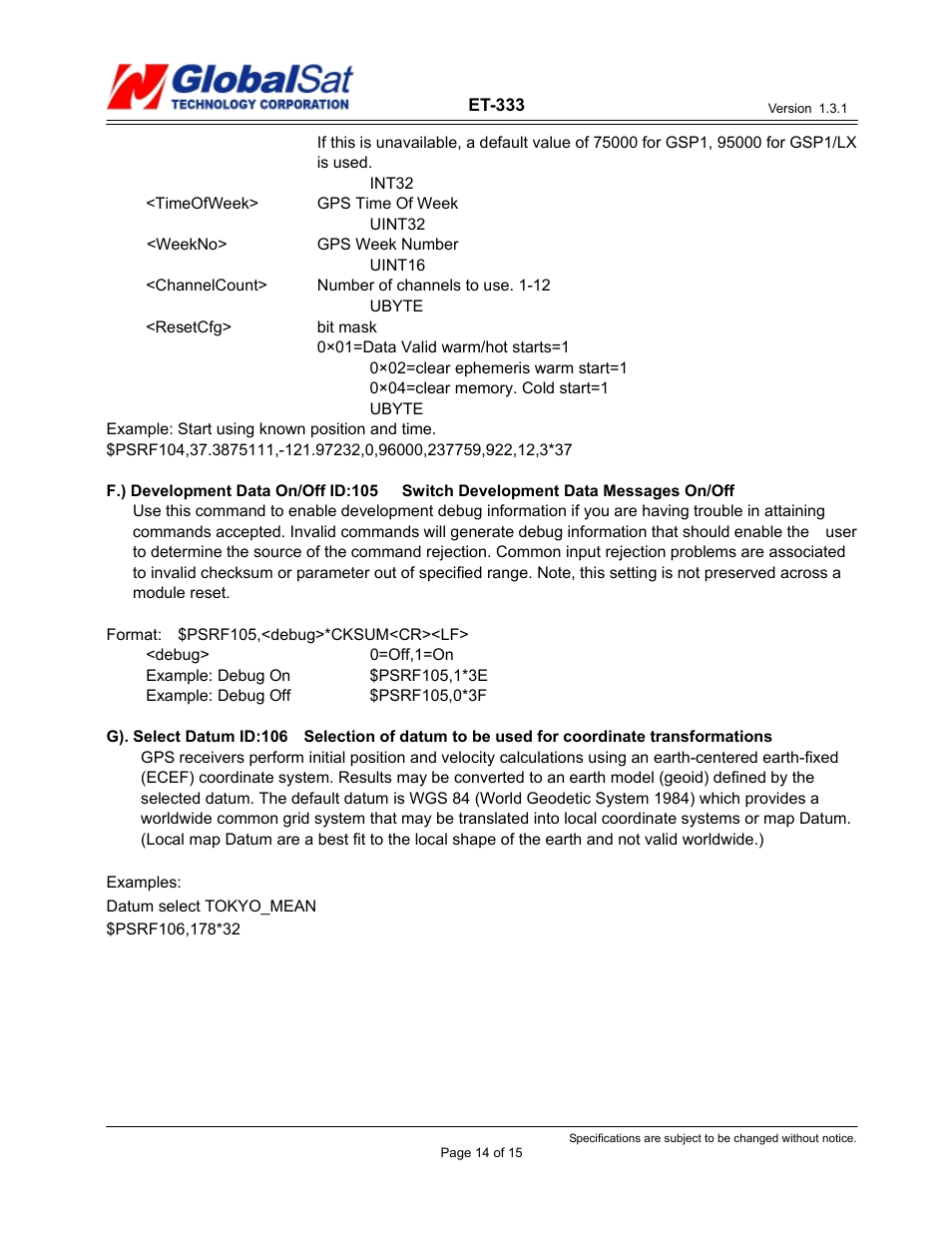 USGlobalsat ET-333 User Manual | Page 14 / 15