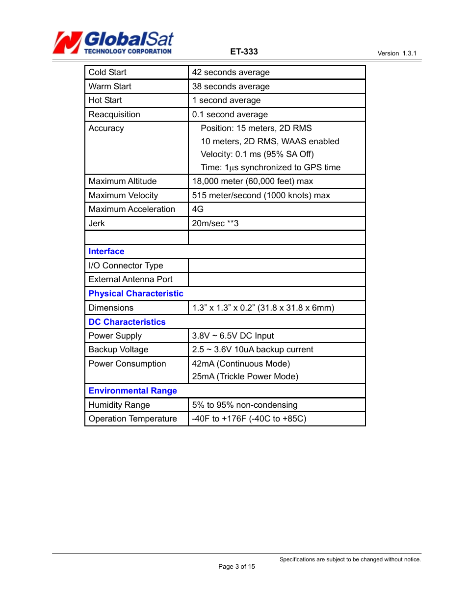 USGlobalsat ET-333 User Manual | Page 3 / 15