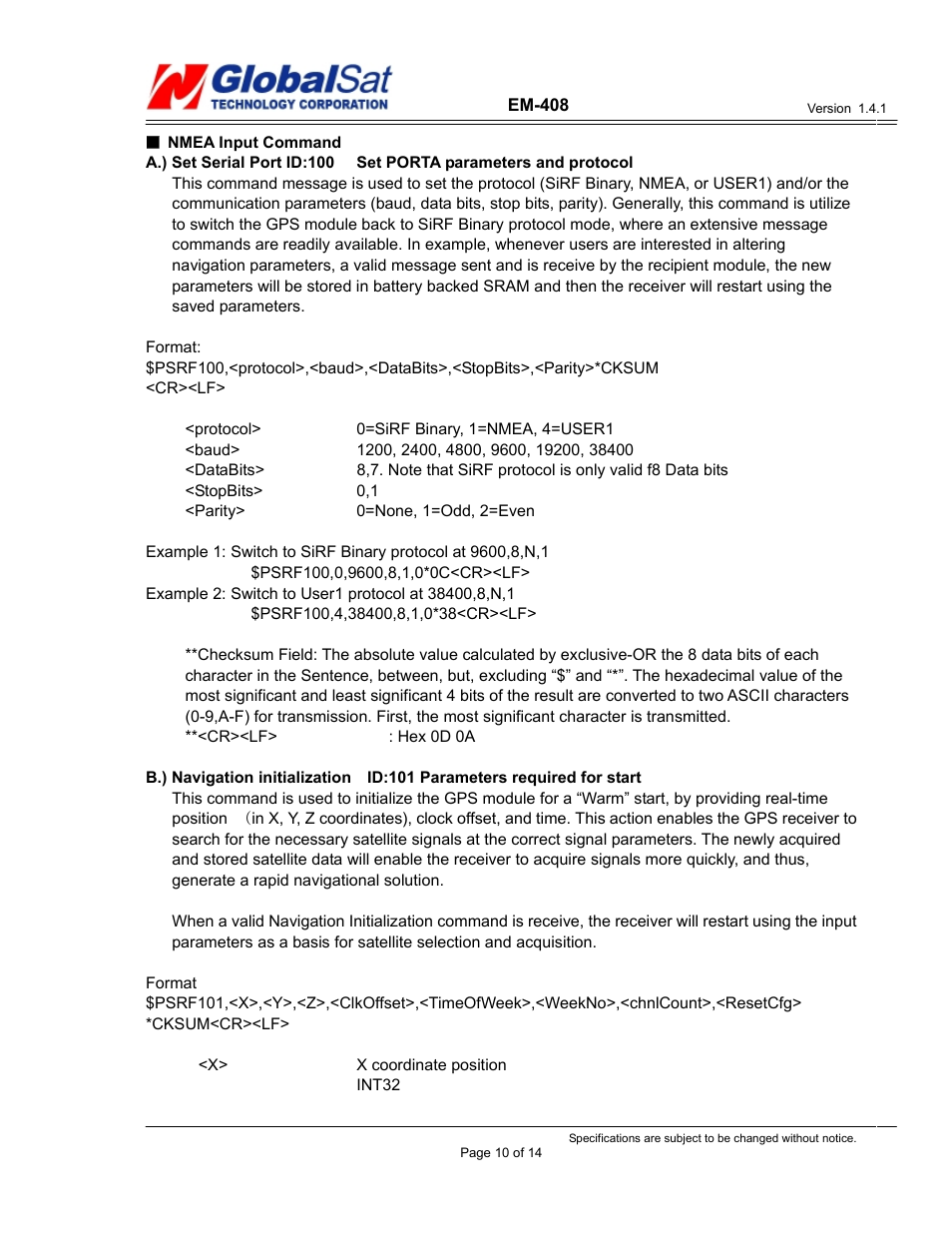USGlobalsat EM-408 User Manual | Page 10 / 14