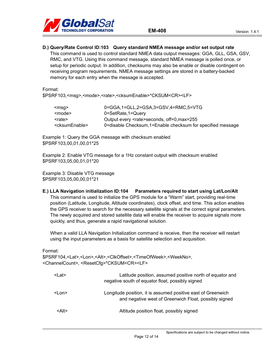 USGlobalsat EM-408 User Manual | Page 12 / 14