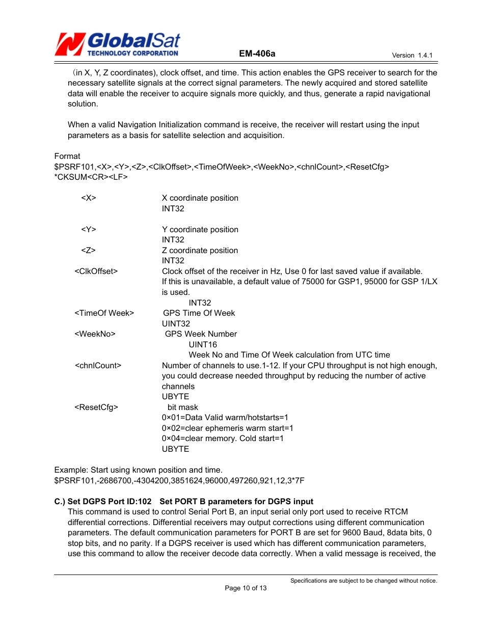 USGlobalsat EM-406a User Manual | Page 10 / 13