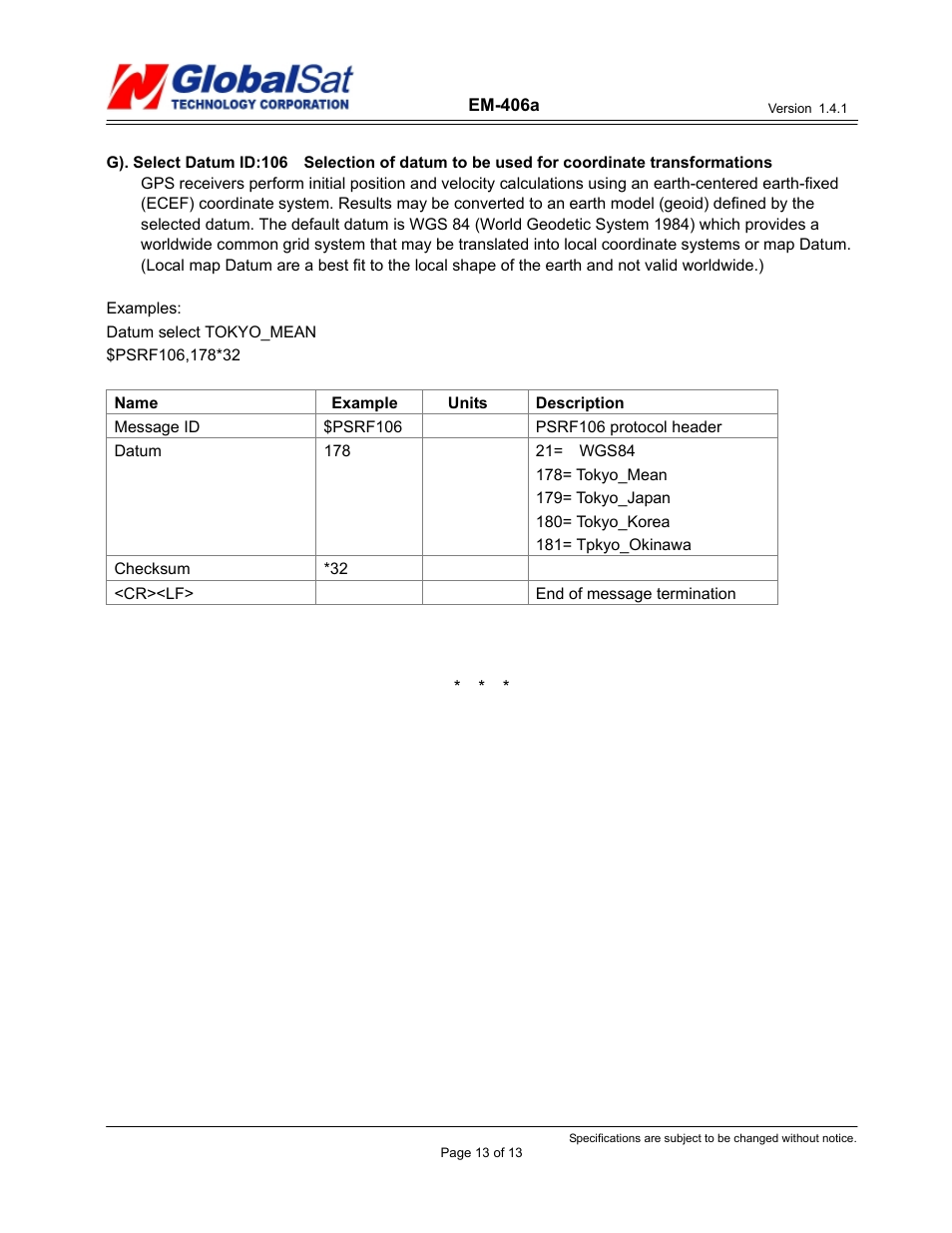 USGlobalsat EM-406a User Manual | Page 13 / 13