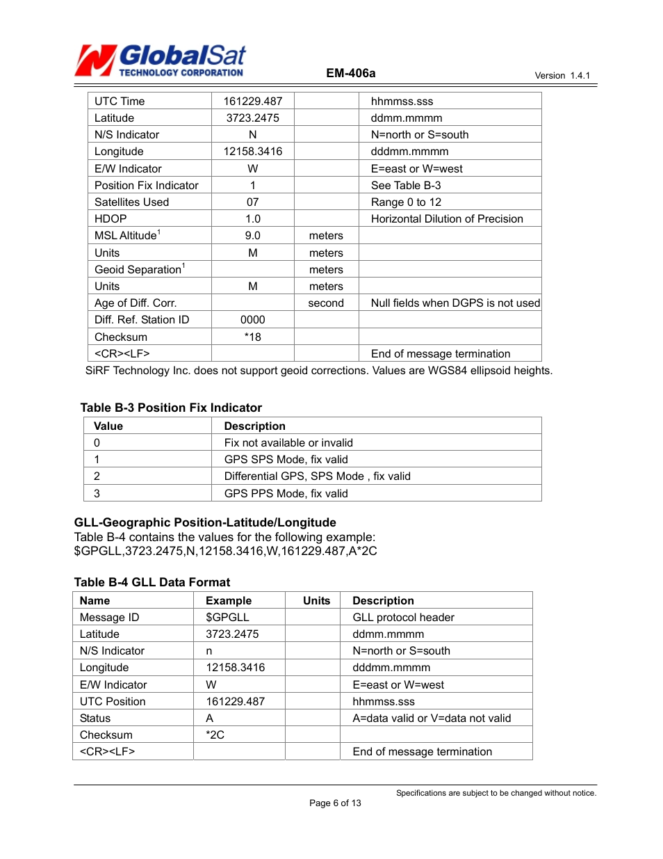 USGlobalsat EM-406a User Manual | Page 6 / 13