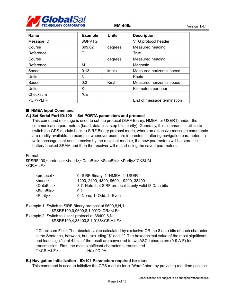 USGlobalsat EM-406a User Manual | Page 9 / 13