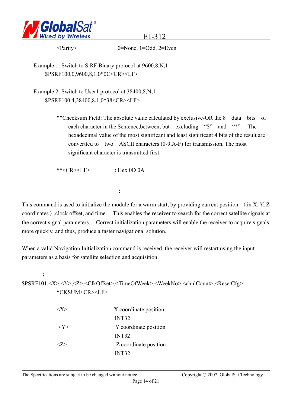 Et-312 | USGlobalsat ET-312 User Manual | Page 14 / 21