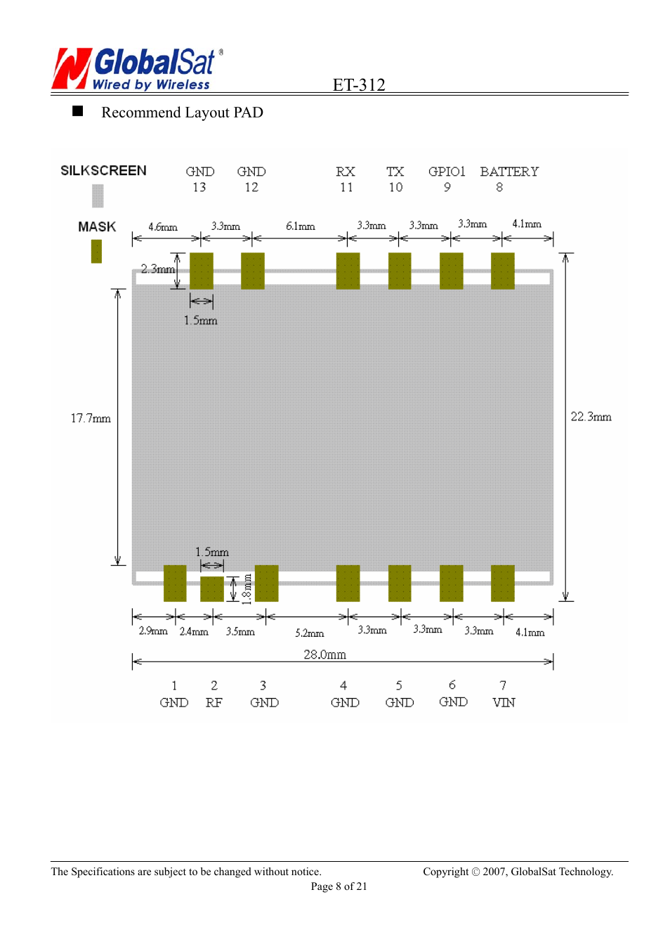 Et-312 | USGlobalsat ET-312 User Manual | Page 8 / 21