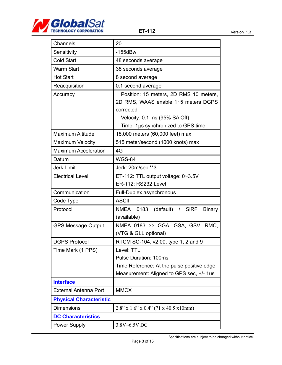 USGlobalsat ER-112 User Manual | Page 3 / 15